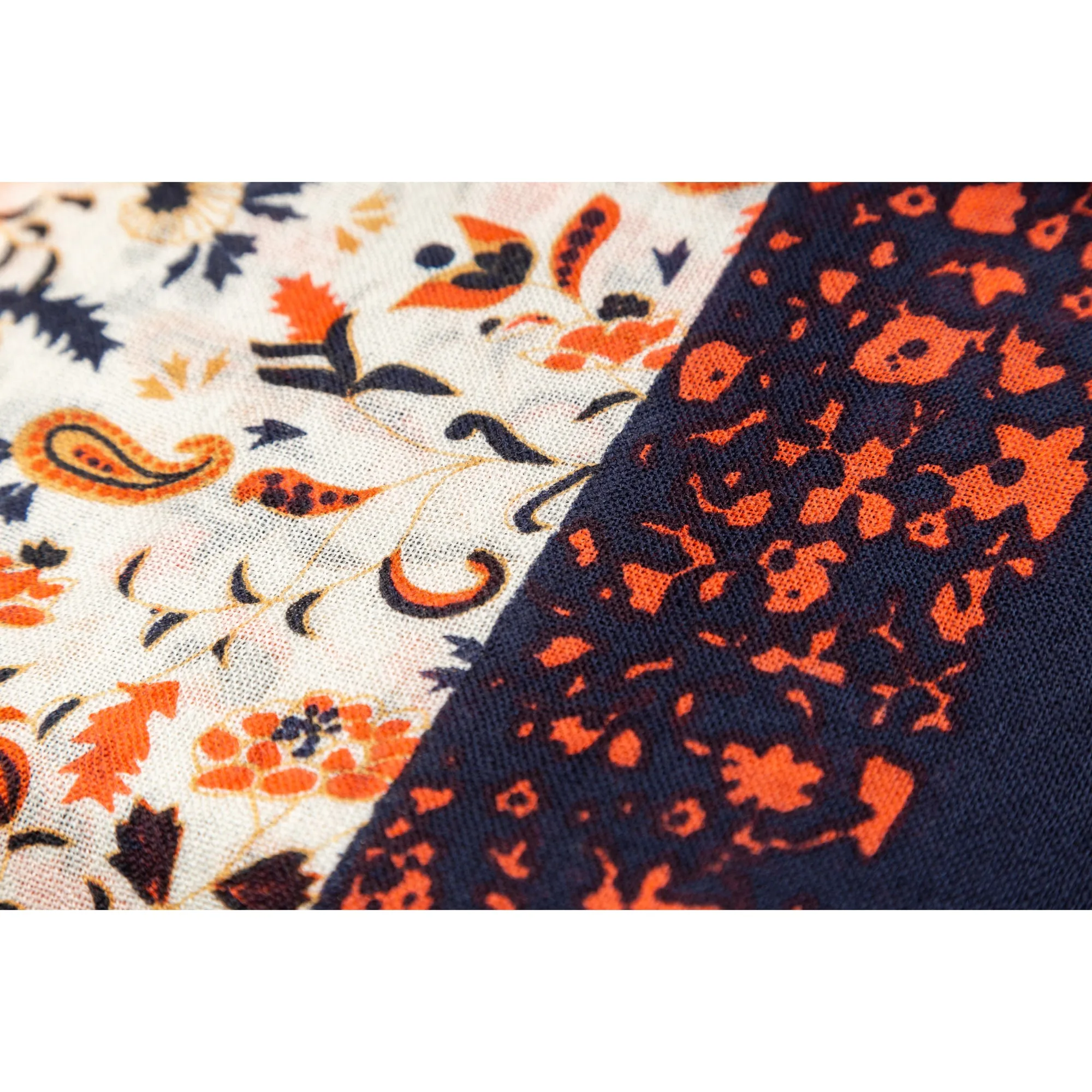 100% Australian Wool Print Scarf Orange Floral