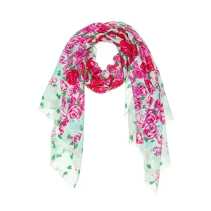 100% Australian Wool Print Scarf Rosy Rose Flower