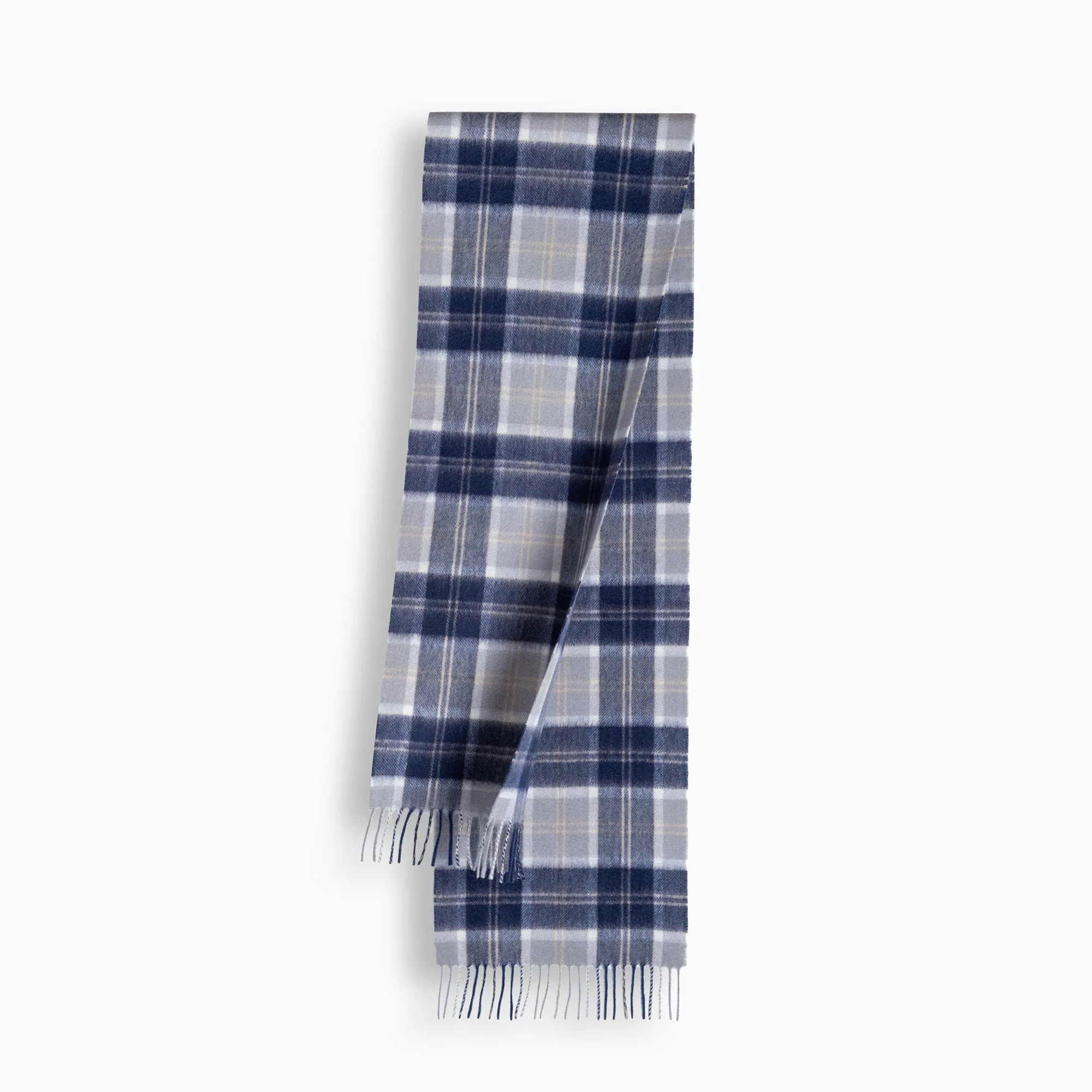 100% Wool Scarf Navy Ivory Check