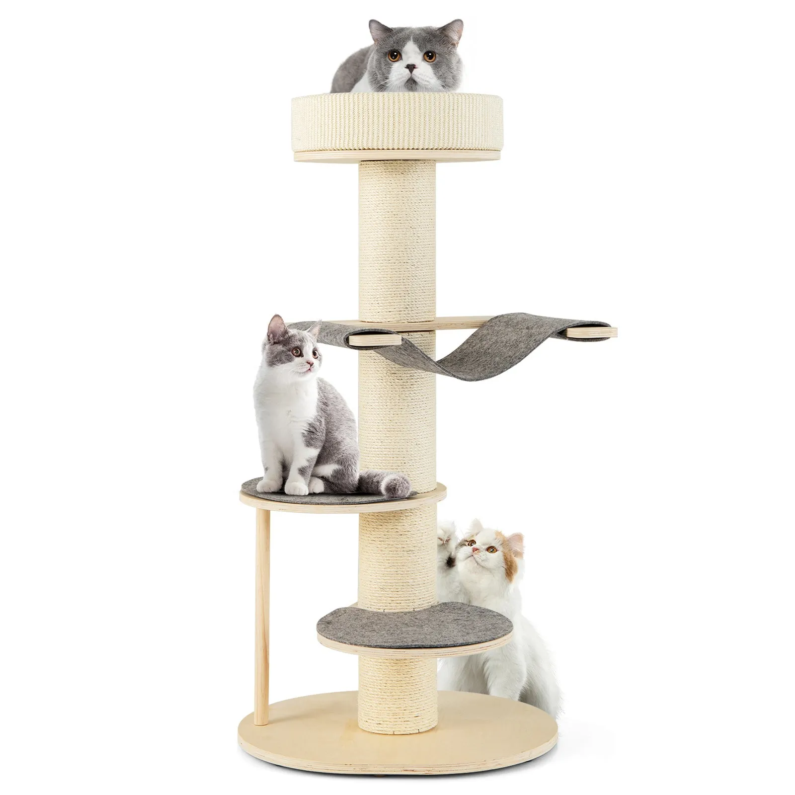 120 CM Multi-layer Cat Tower with Sisal Covered Scratching Posts and Carpet-Grey