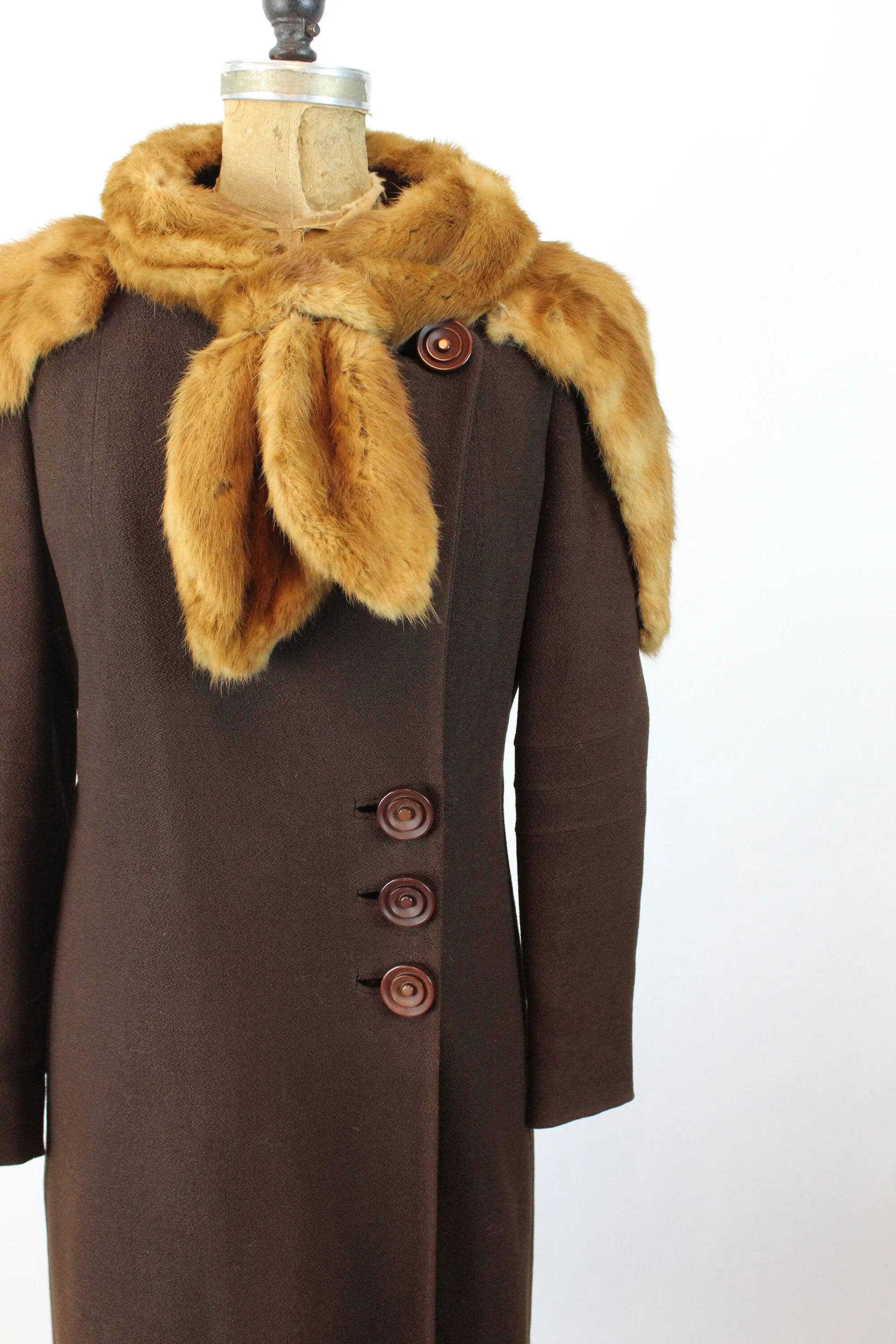 1930s wool FUR cape COLLAR COAT small | new fall