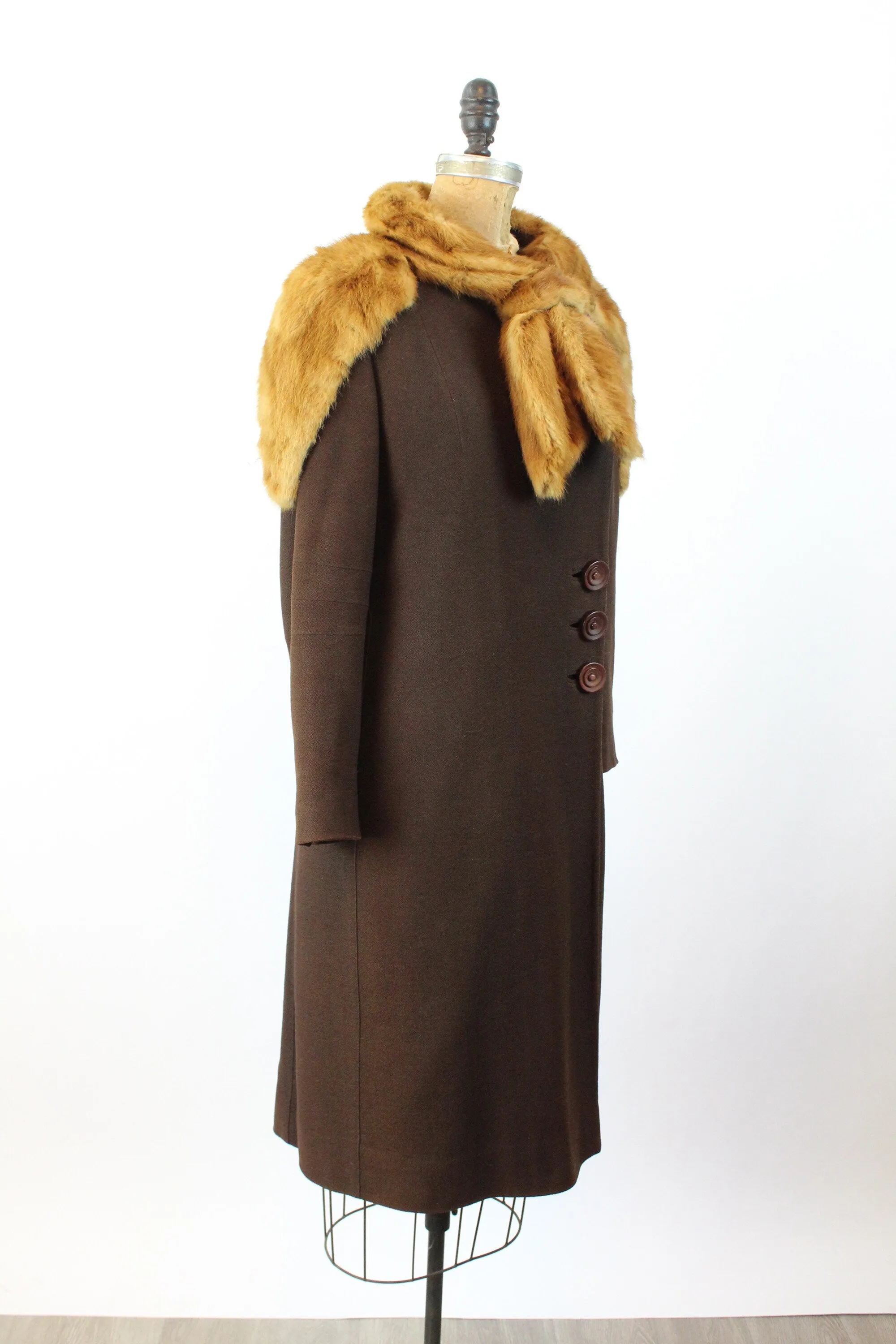 1930s wool FUR cape COLLAR COAT small | new fall