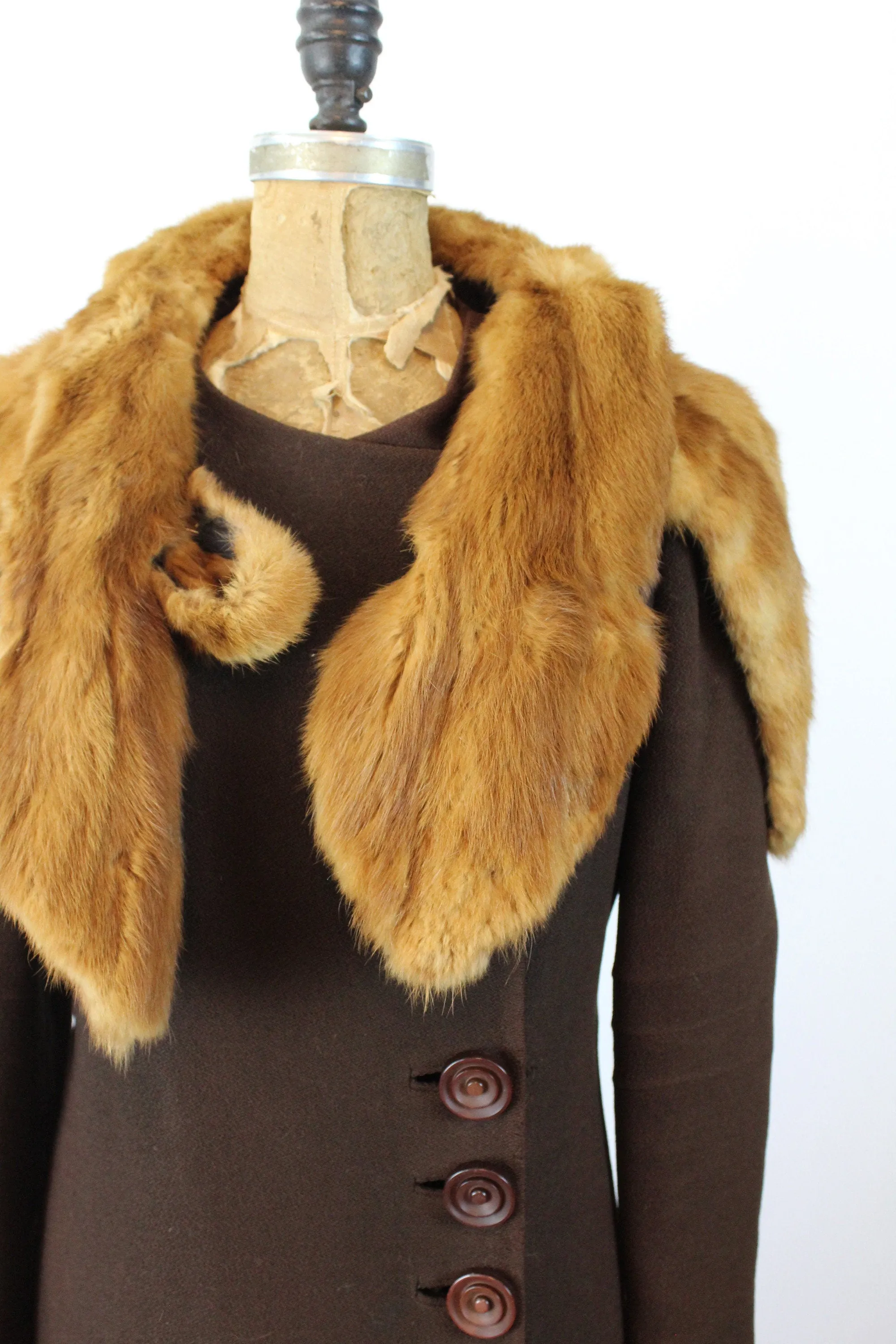 1930s wool FUR cape COLLAR COAT small | new fall