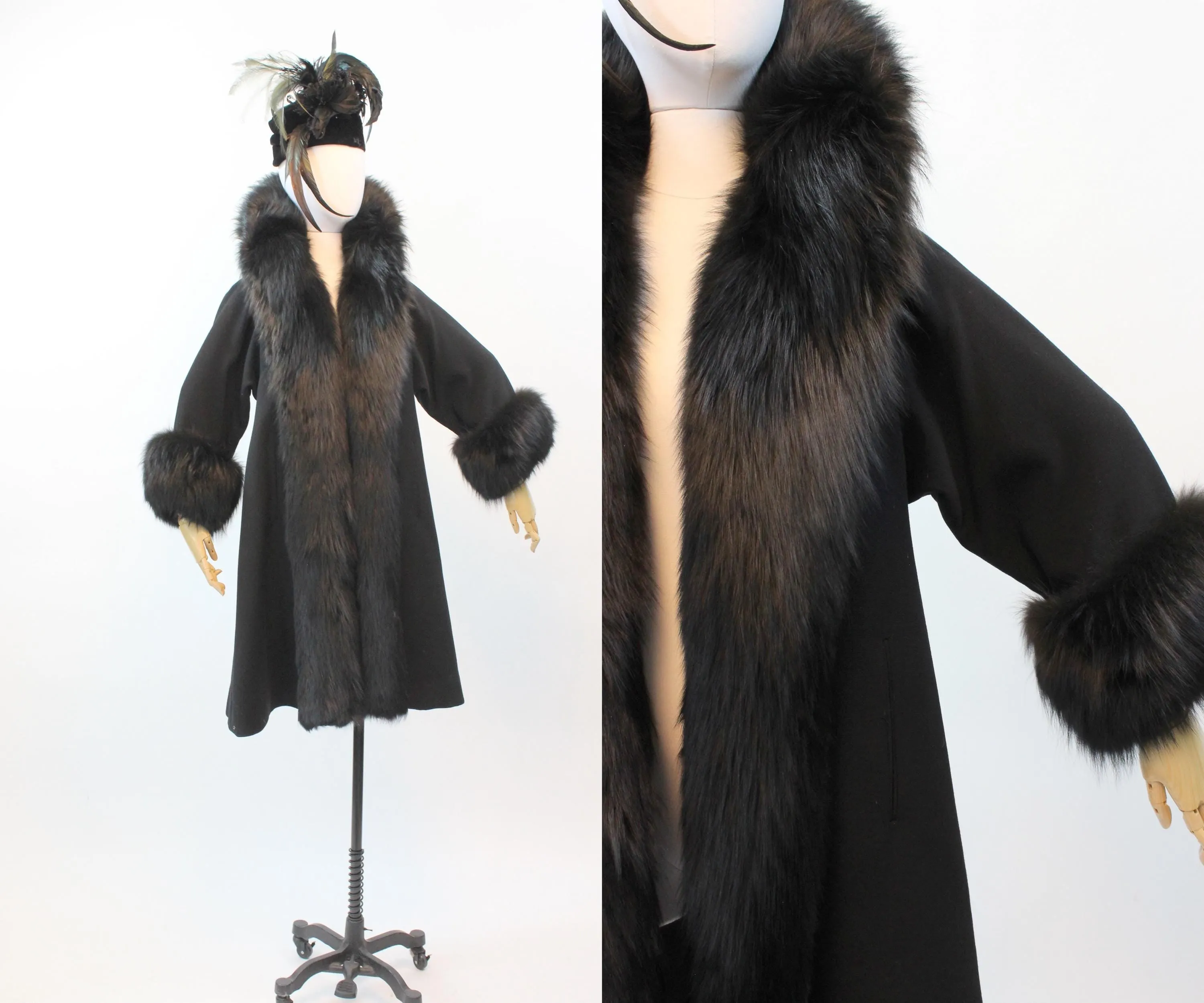 1960s MATLIN FOX fur wool coat small medium | new fall winter