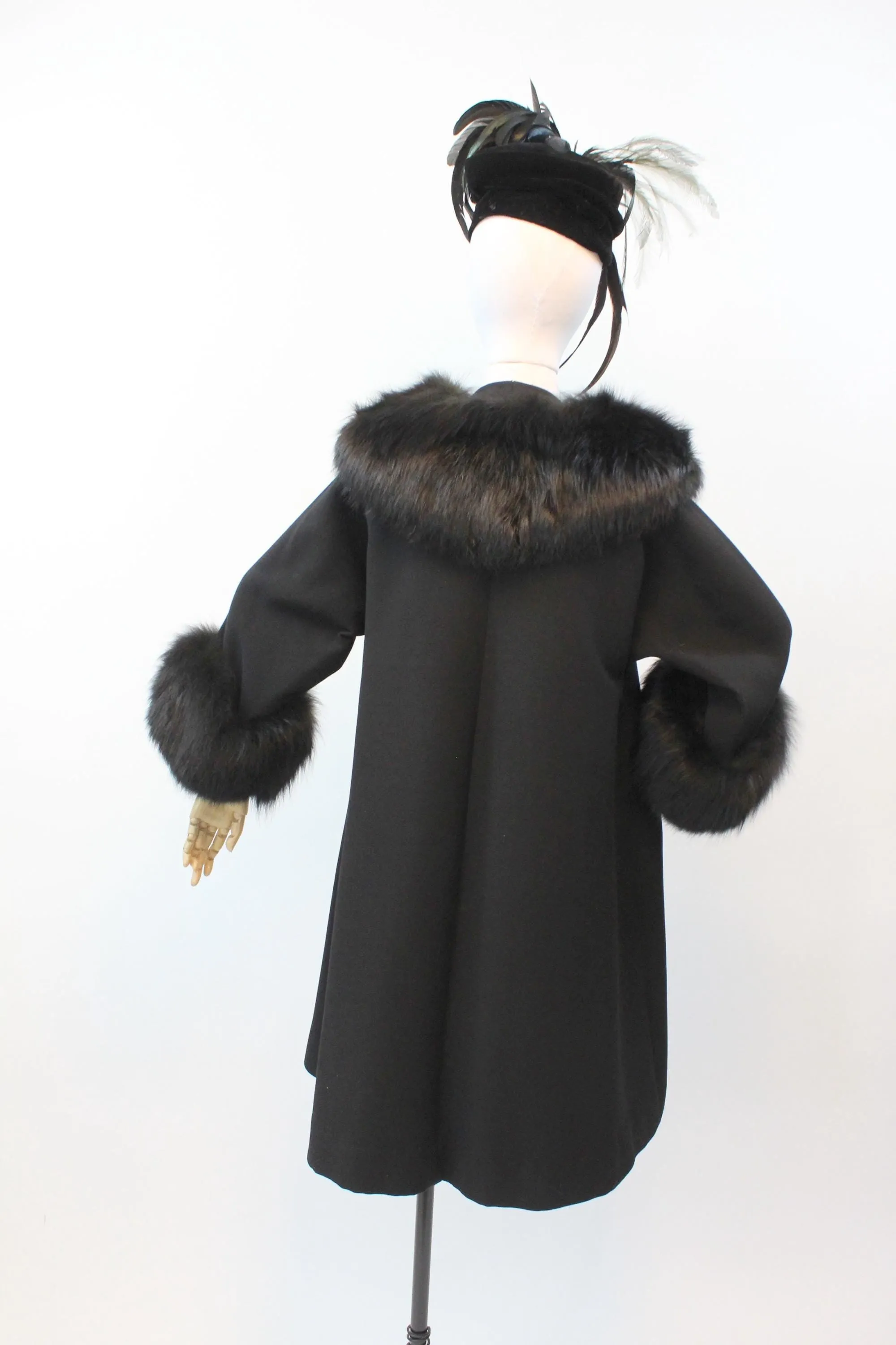 1960s MATLIN FOX fur wool coat small medium | new fall winter