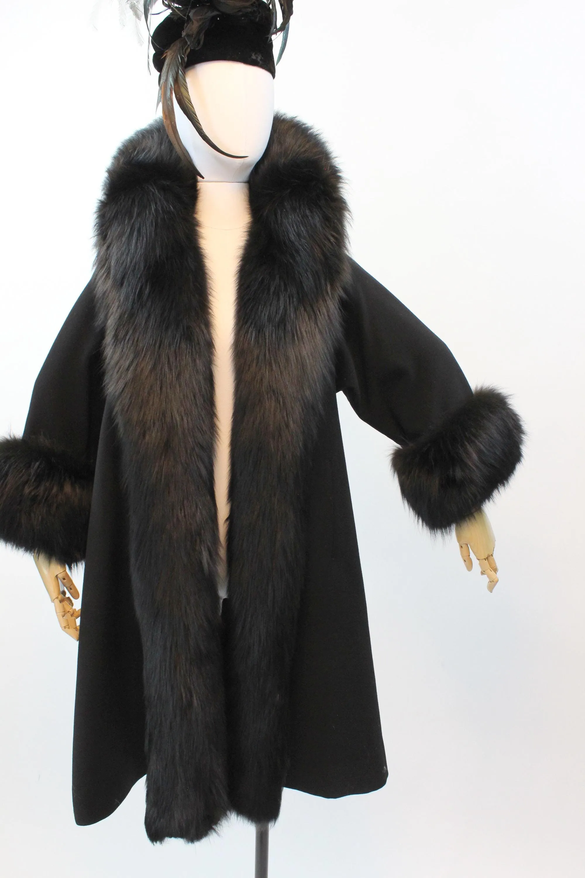 1960s MATLIN FOX fur wool coat small medium | new fall winter