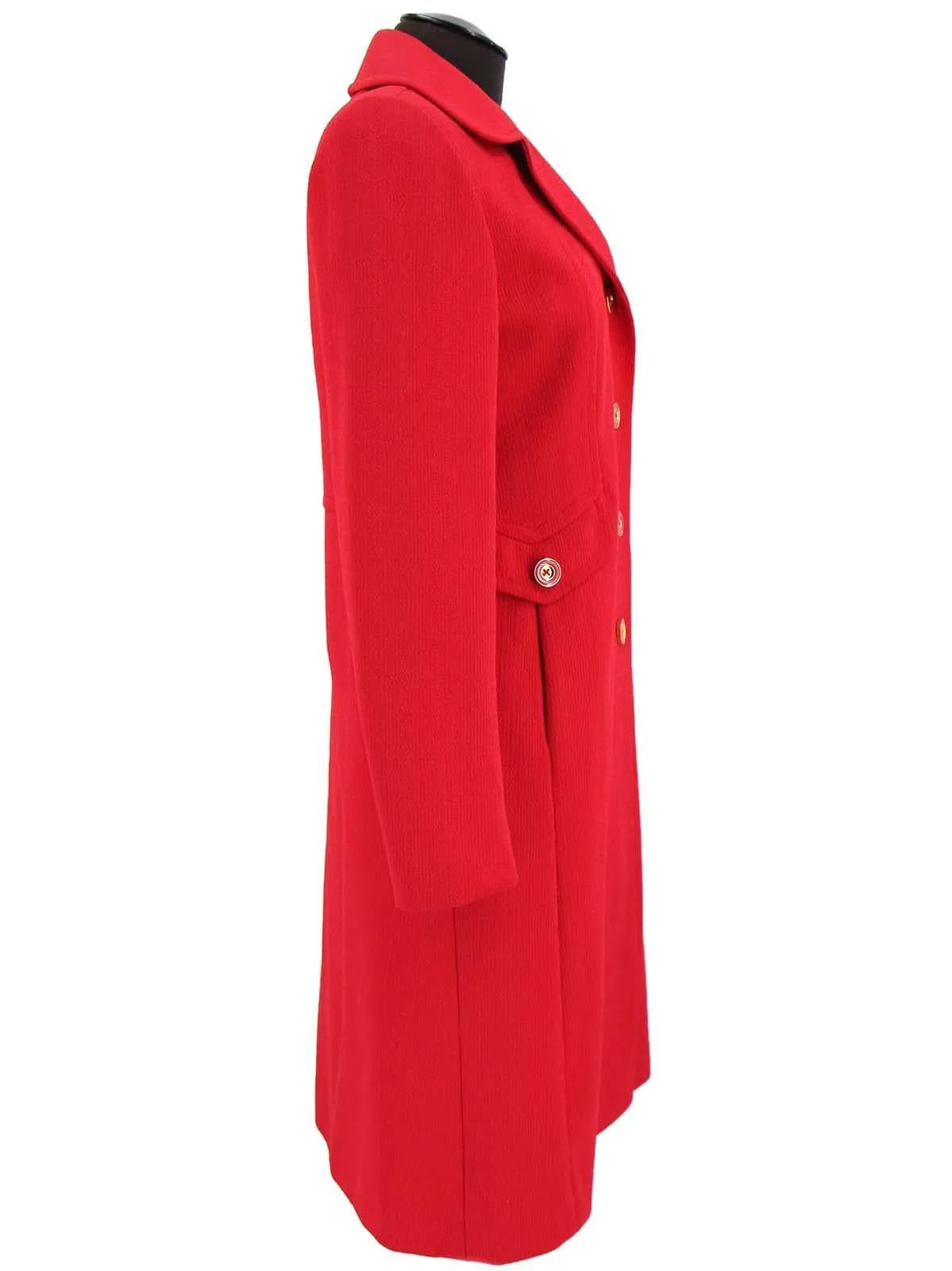 1960s Red English Lady Vintage Crimplene Coat