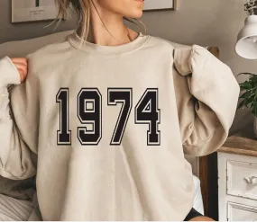 1974 Sweatshirt, 1974Birthday Year Number Sweatshirt for Women, Born In 1974 Sweater, Vintage (Copy)