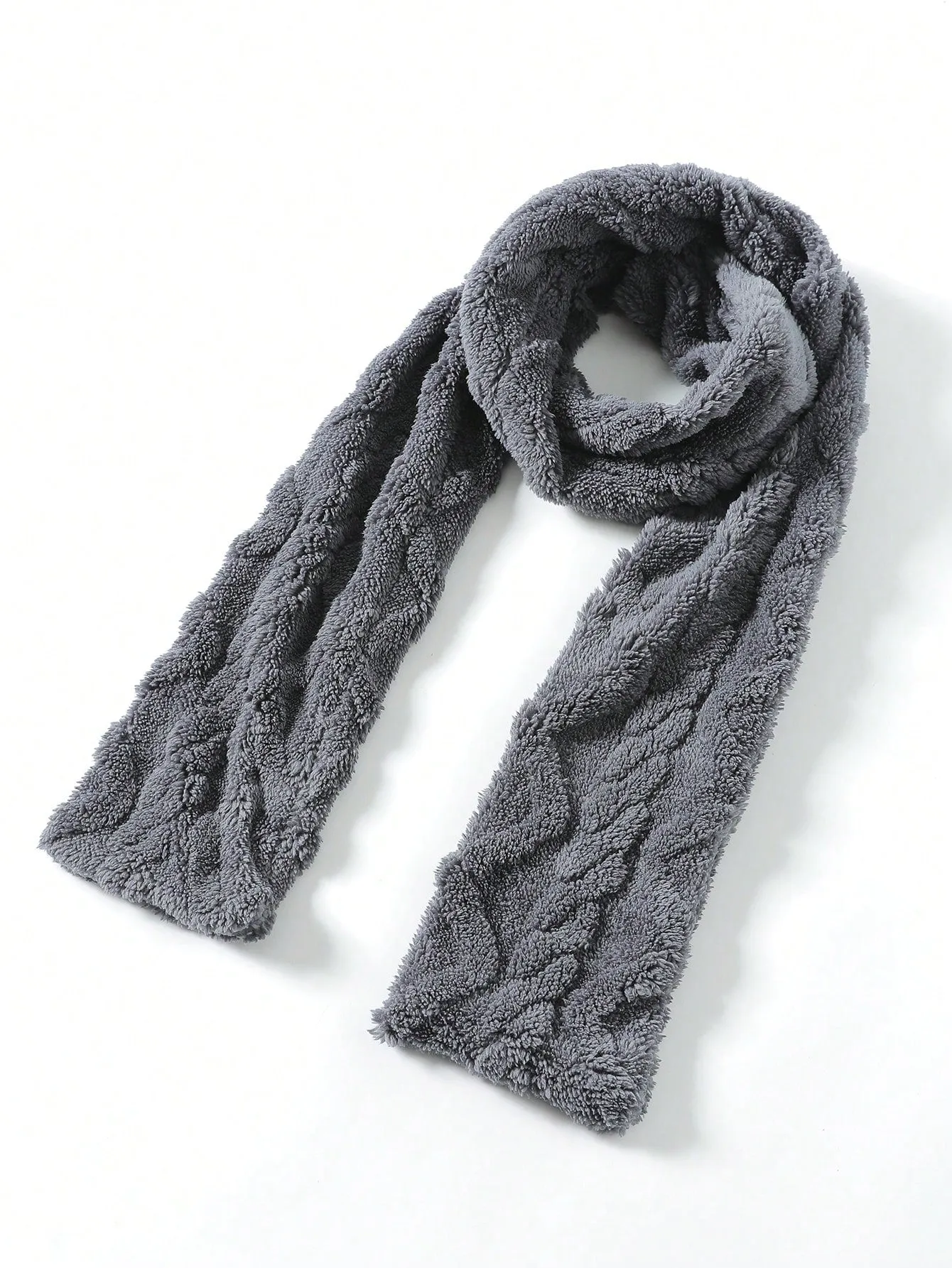 1pc Embossed Plush Scarf