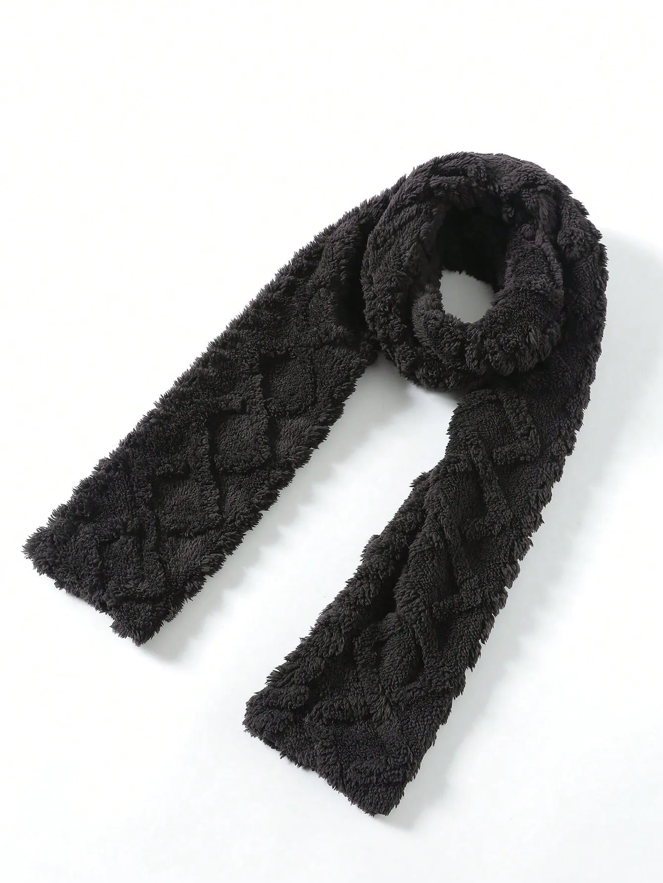 1pc Embossed Plush Scarf