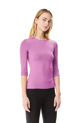 3/4 Sleeve Microfiber Orchid Layering Shell Top