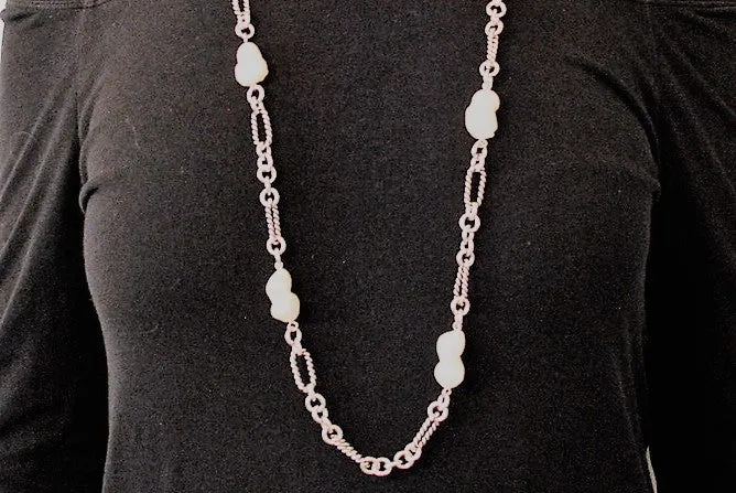 35" Stainless and Baroque Pearl Necklace