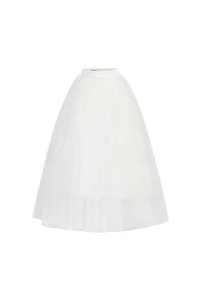 Adele A-line Pleated Tulle Midi Skirt