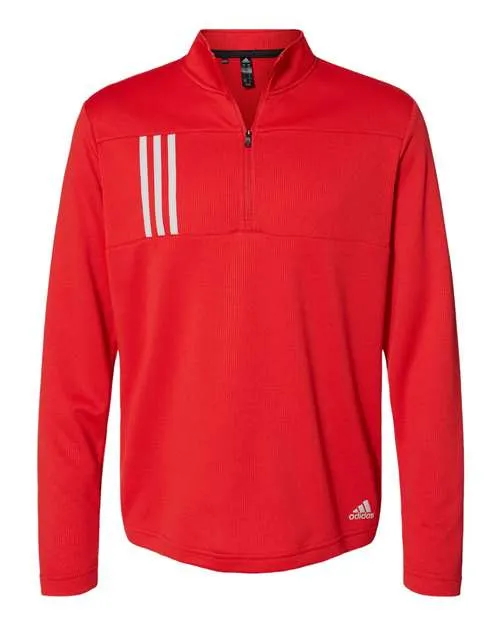 Adidas Men's 3-Stripes Double Knit Quarter-Zip Pullover