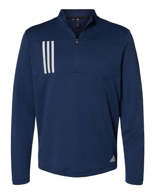 Adidas Men's 3-Stripes Double Knit Quarter-Zip Pullover