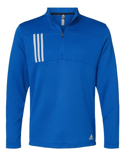 Adidas Men's 3-Stripes Double Knit Quarter-Zip Pullover