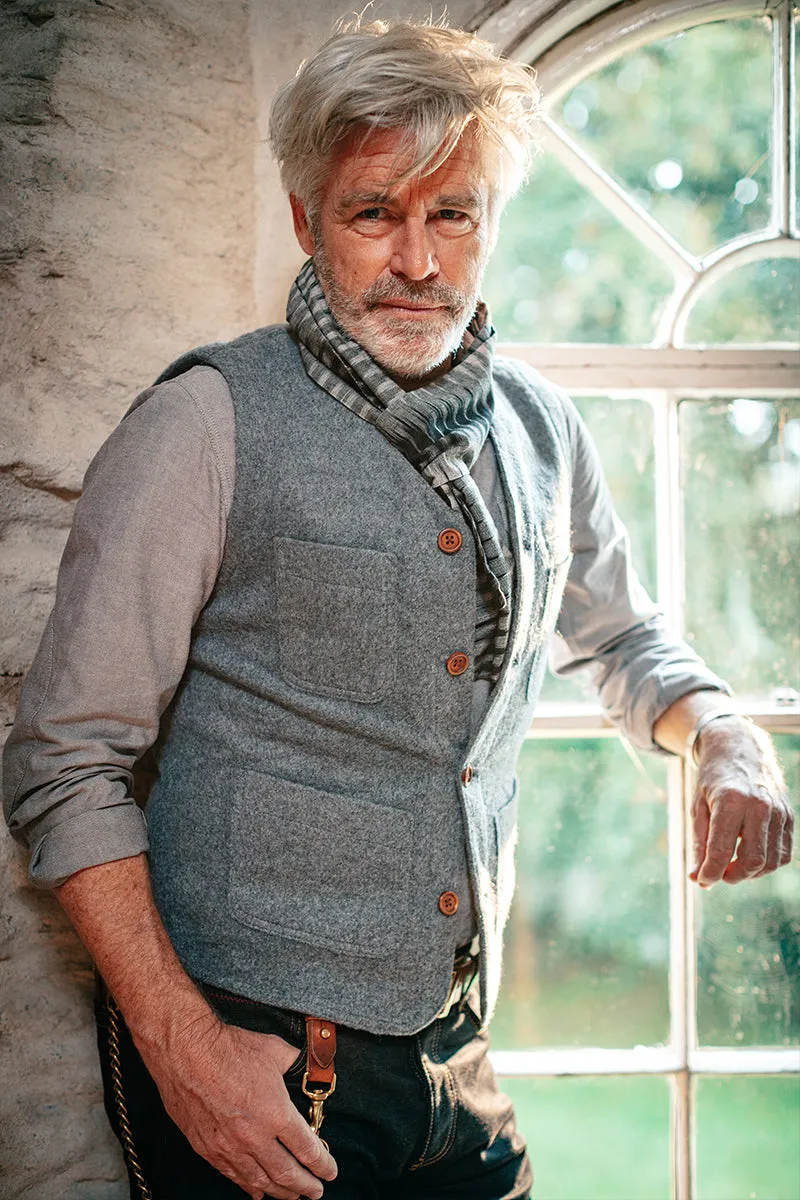 &SONS Drifter Wool Waistcoat Grey