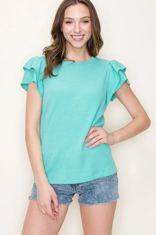 AMY RUFFLE SLEEVE TOP