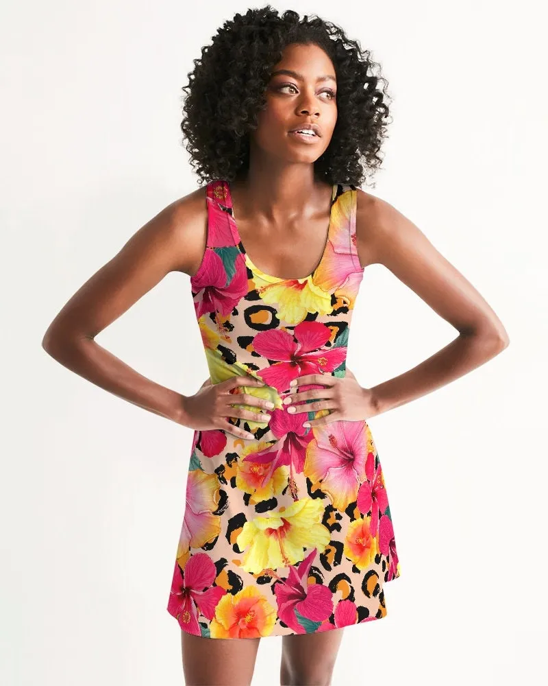 Animal Print Floral Racerback Dress