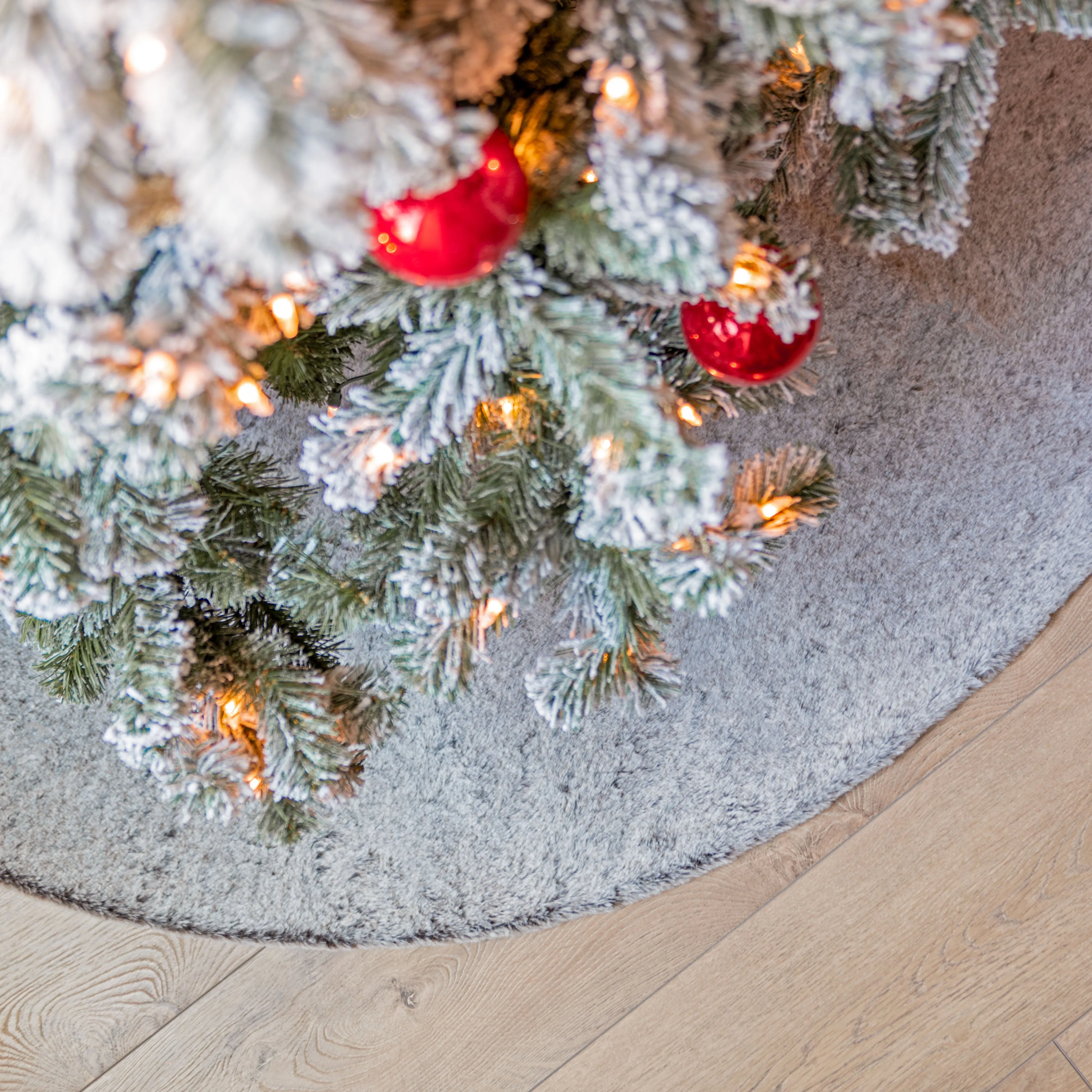 Arctic Grey Faux Fur Christmas Tree Skirt - 60"