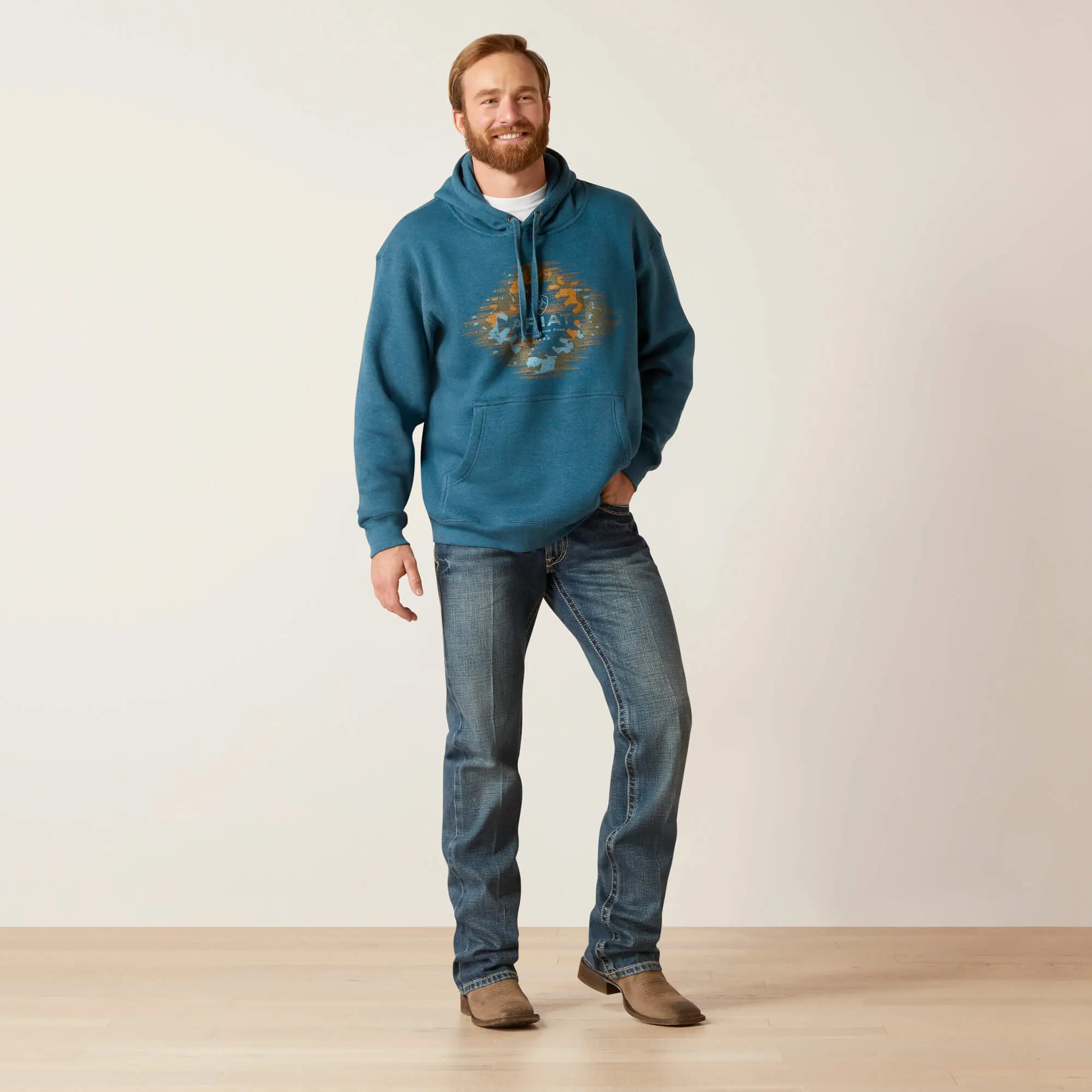 Ariat Men's Hydra Heather Logo Southwest Hoodie