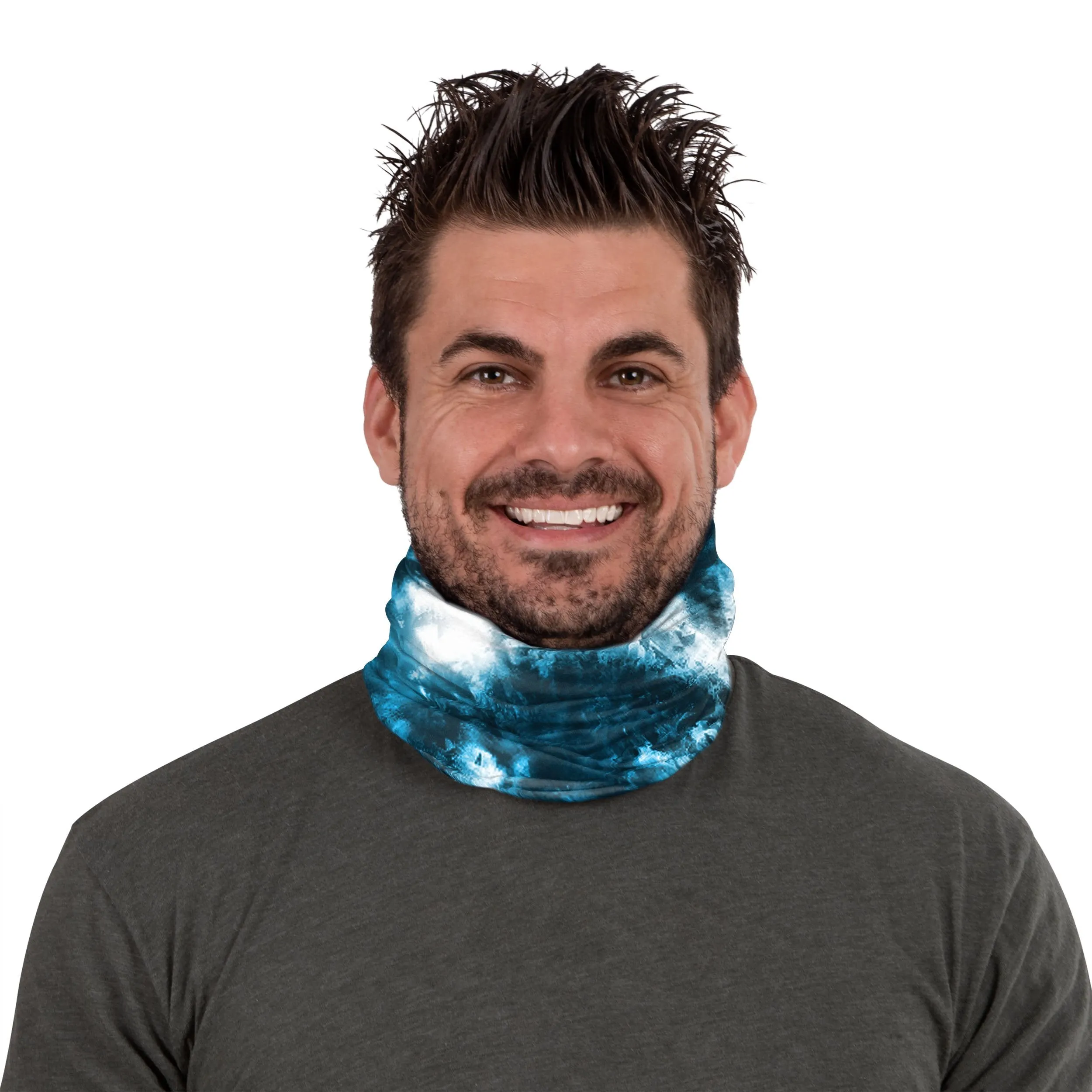 Baby Blue & White Tie-Dye Gaiter Scarf