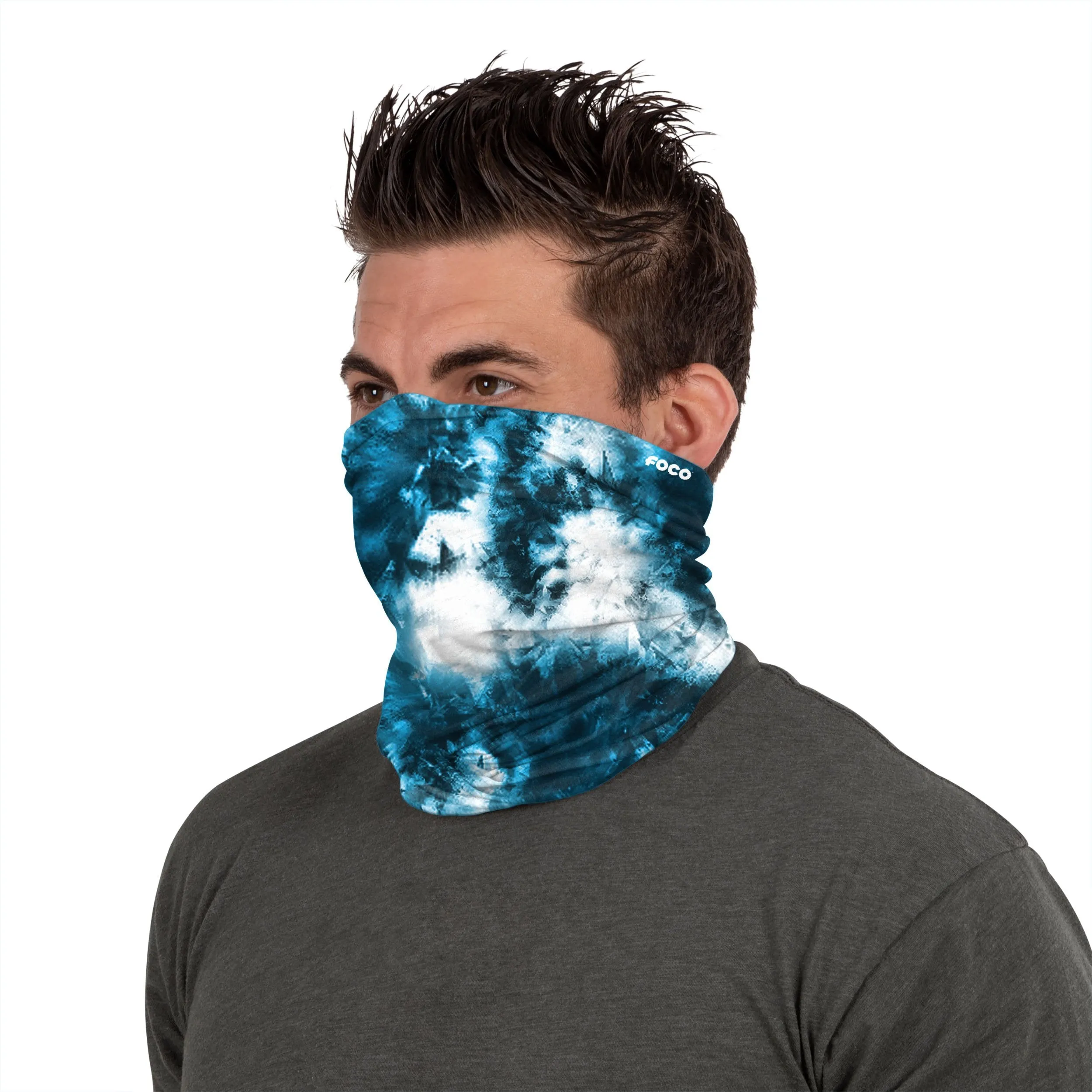 Baby Blue & White Tie-Dye Gaiter Scarf