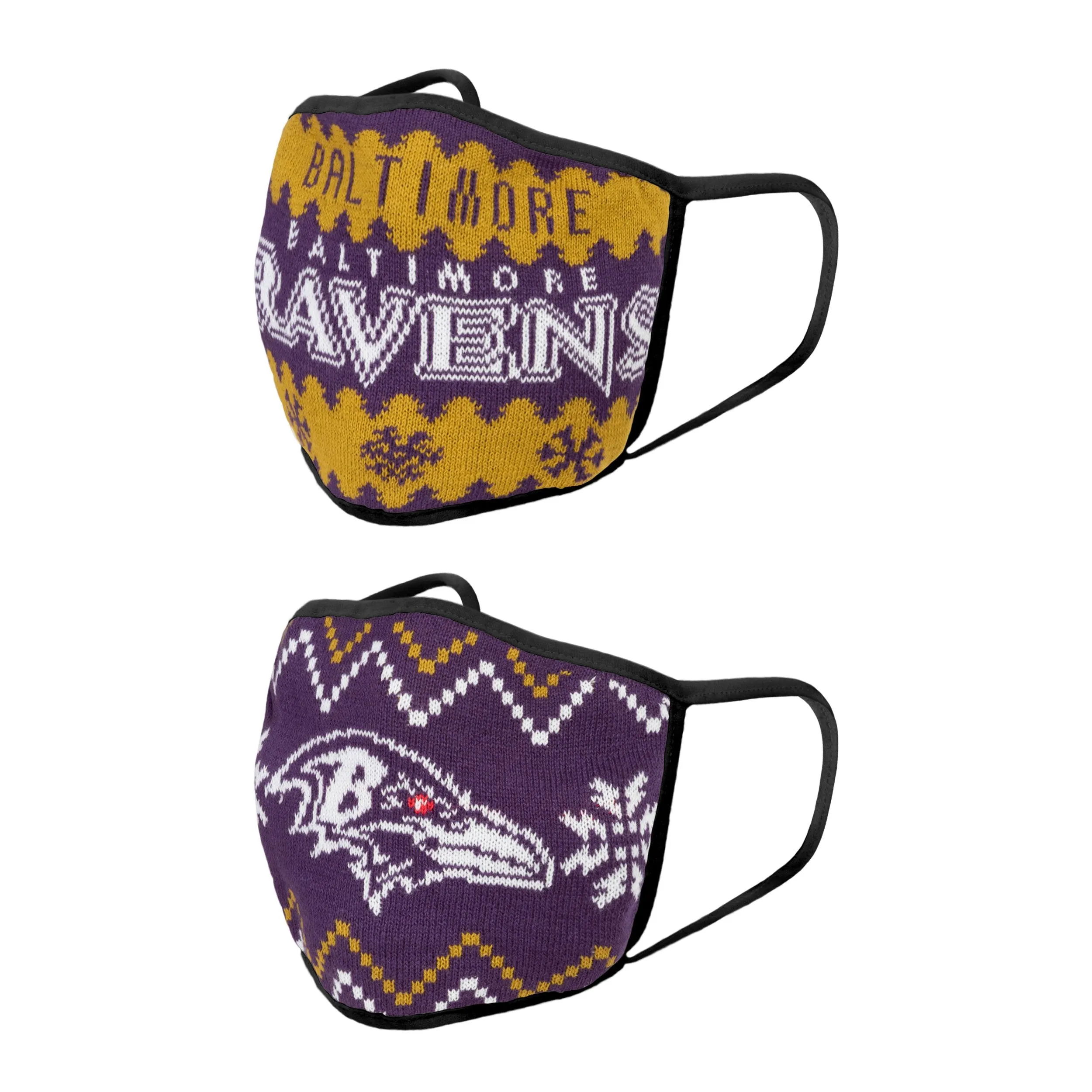 Baltimore Ravens NFL Mens Knit 2 Pack Face Cover