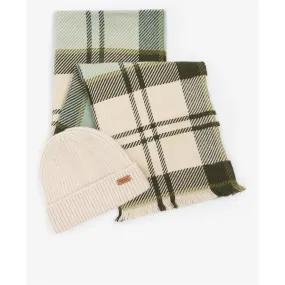 Barbour Pendle Beanie & Blair Scarf Gift Set in Soft Mint LGS0094GN15