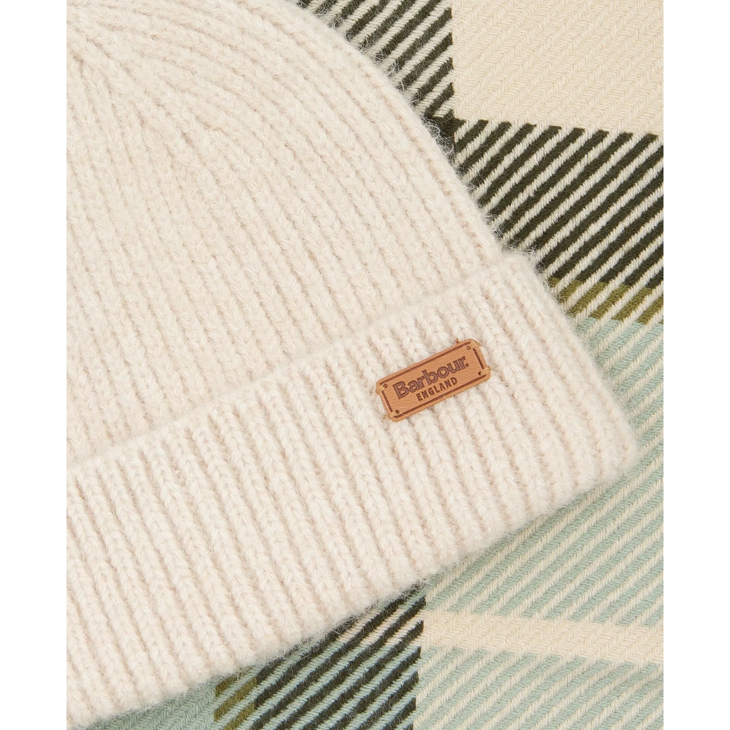 Barbour Pendle Beanie & Blair Scarf Gift Set in Soft Mint LGS0094GN15