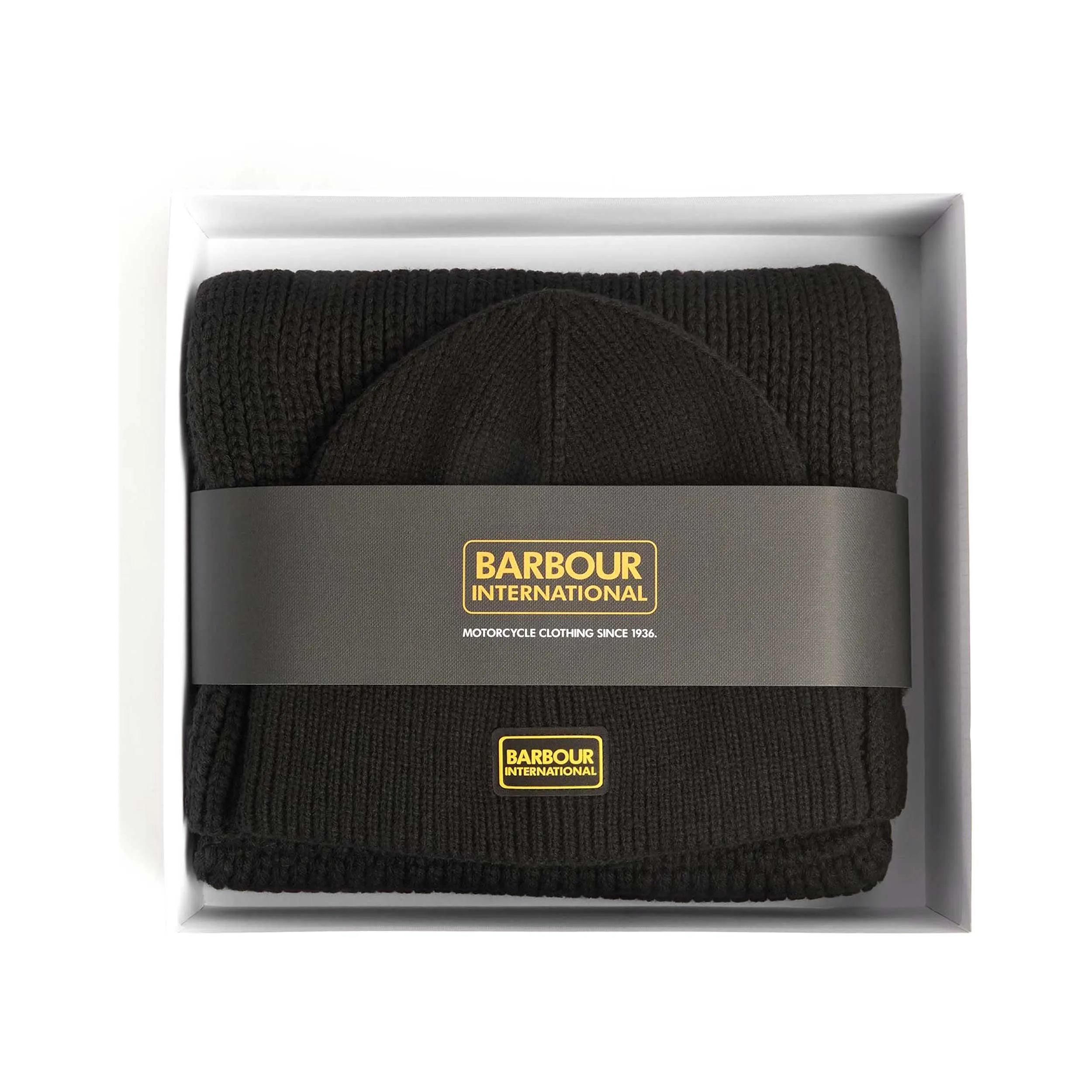 Barbour Sweeper Legacy Beanie & Scarf Gift Set in Black