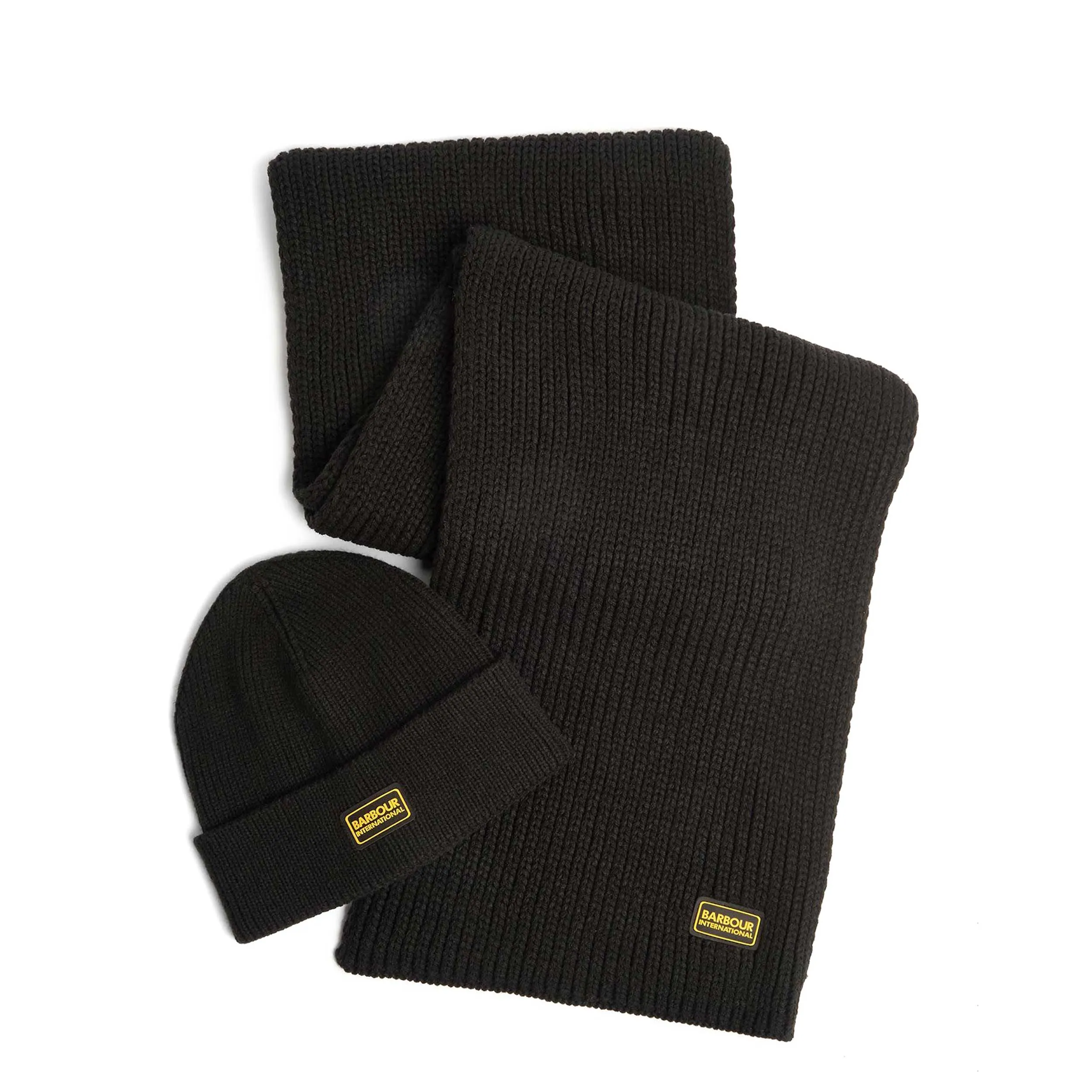 Barbour Sweeper Legacy Beanie & Scarf Gift Set in Black