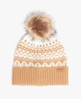 Barbour Women's Alpine Fair Isle Pom Beanie Bronze