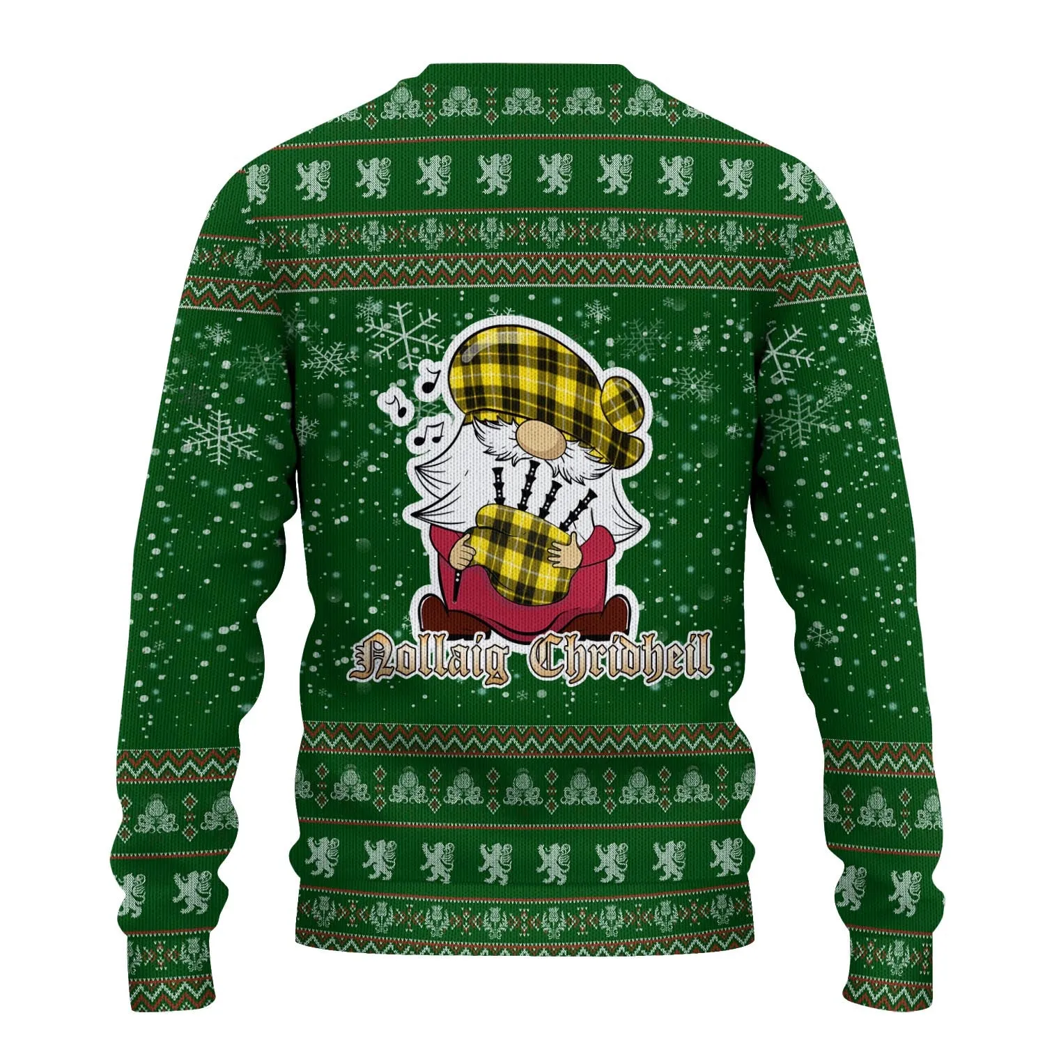 Barclay Dress Modern Clan Christmas Family Ugly Sweater with Funny Gnome Playing Bagpipes