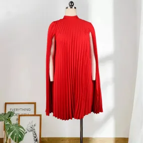 Bat Sleeve Plus Size Loose Casual Pleated Dress