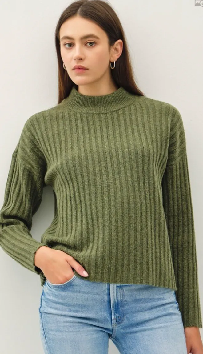 Be Cool Ultra Soft Chunky Ribbed Mock Neck Sweater