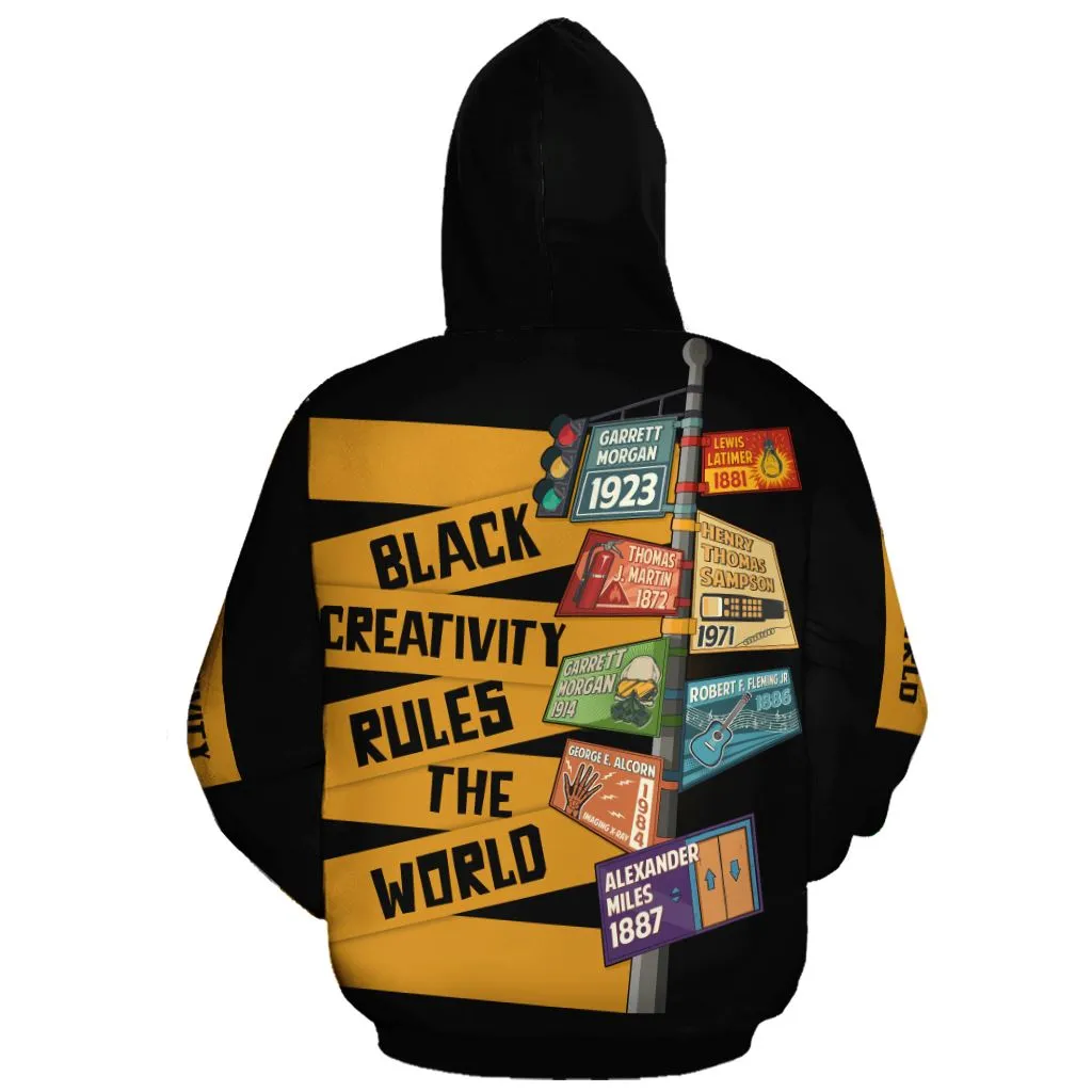 Black Creativity Rules The World All-over Hoodie and Joggers Set