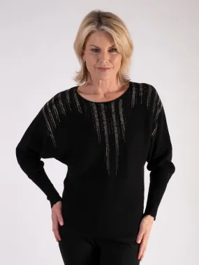 Black Diamanté Neck Detailed Jumper