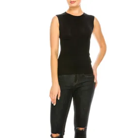 Black Microfiber Sleeveless Layering Shell Top