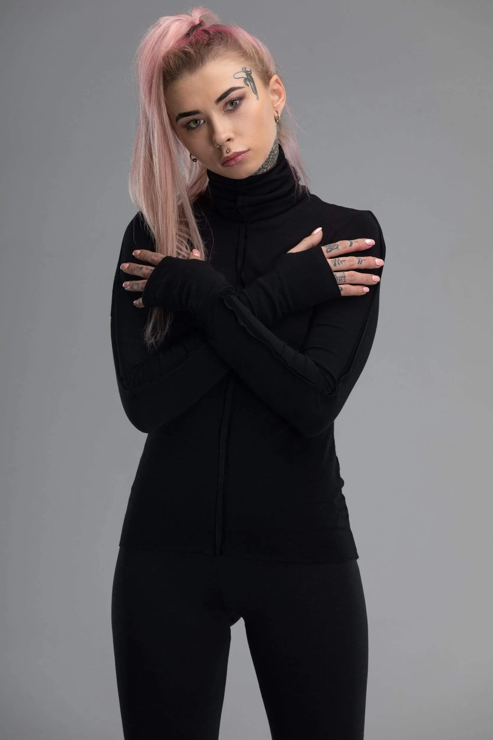 Black turtleneck top