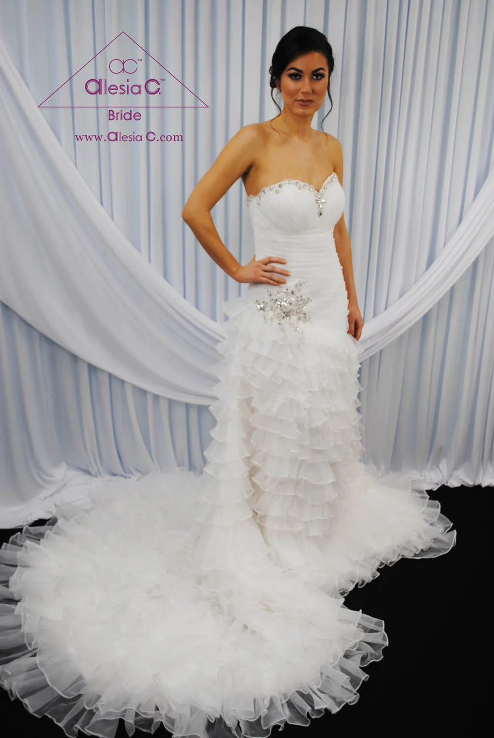 BLOOMA Sweetheart Fit-and-Flare Ruffled Bridal Gown