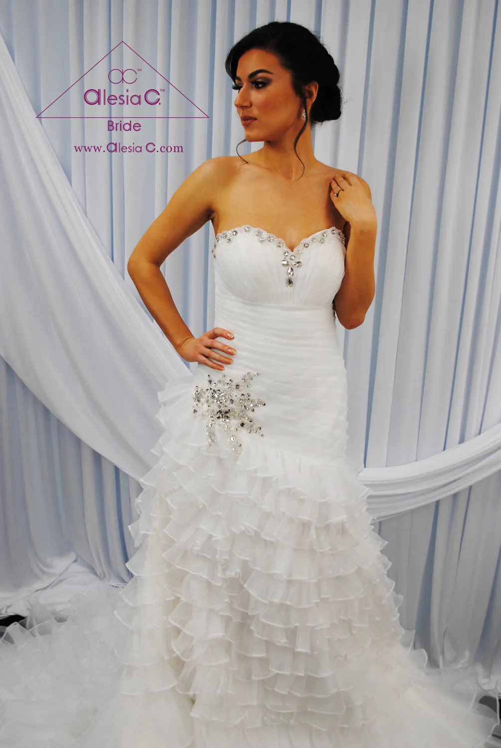 BLOOMA Sweetheart Fit-and-Flare Ruffled Bridal Gown