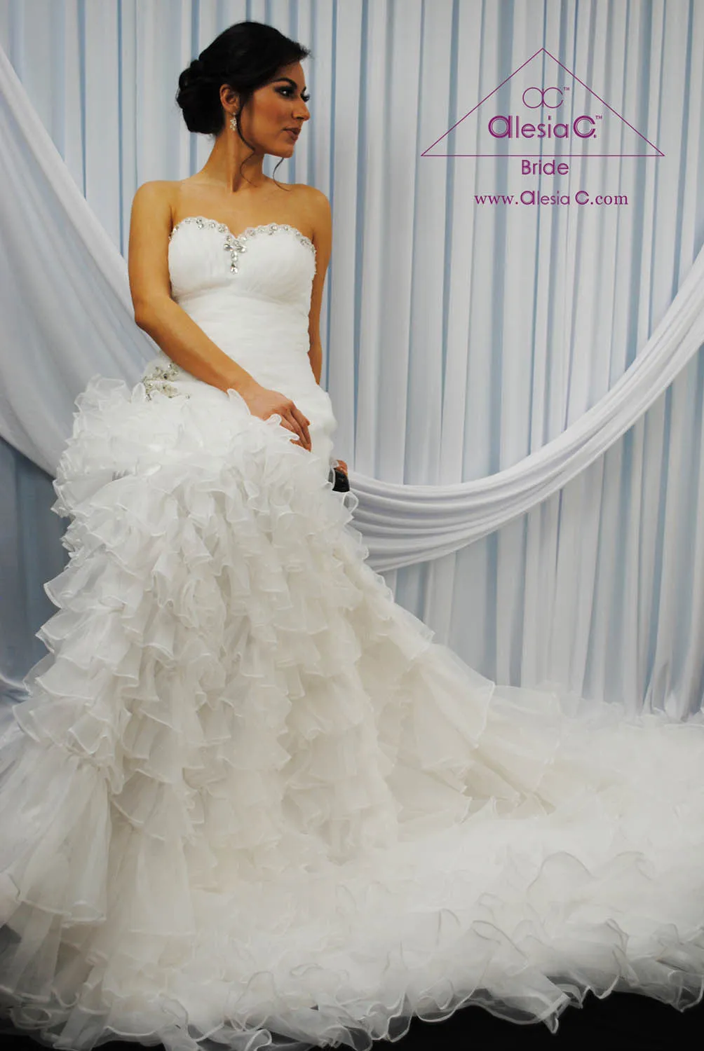 BLOOMA Sweetheart Fit-and-Flare Ruffled Bridal Gown