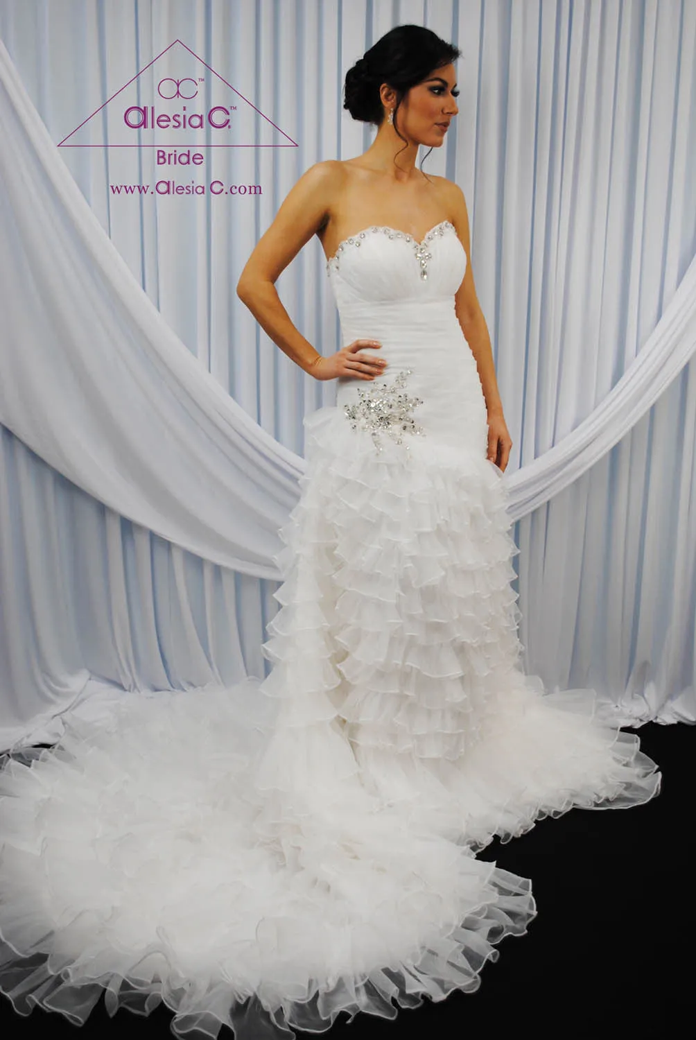 BLOOMA Sweetheart Fit-and-Flare Ruffled Bridal Gown