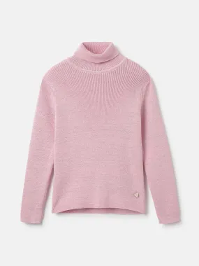 Blue Giraffe Girls Pink Solid Turtle Neck Full Sleeves Pullover Style Sweater