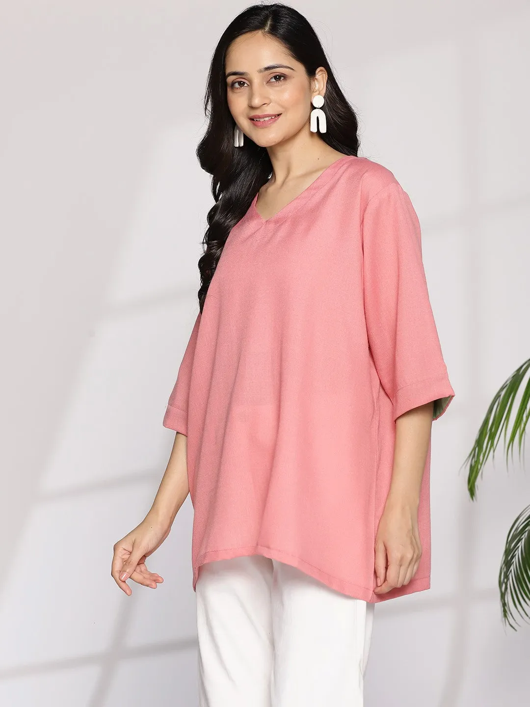 Blush CottonSlub CasualTop