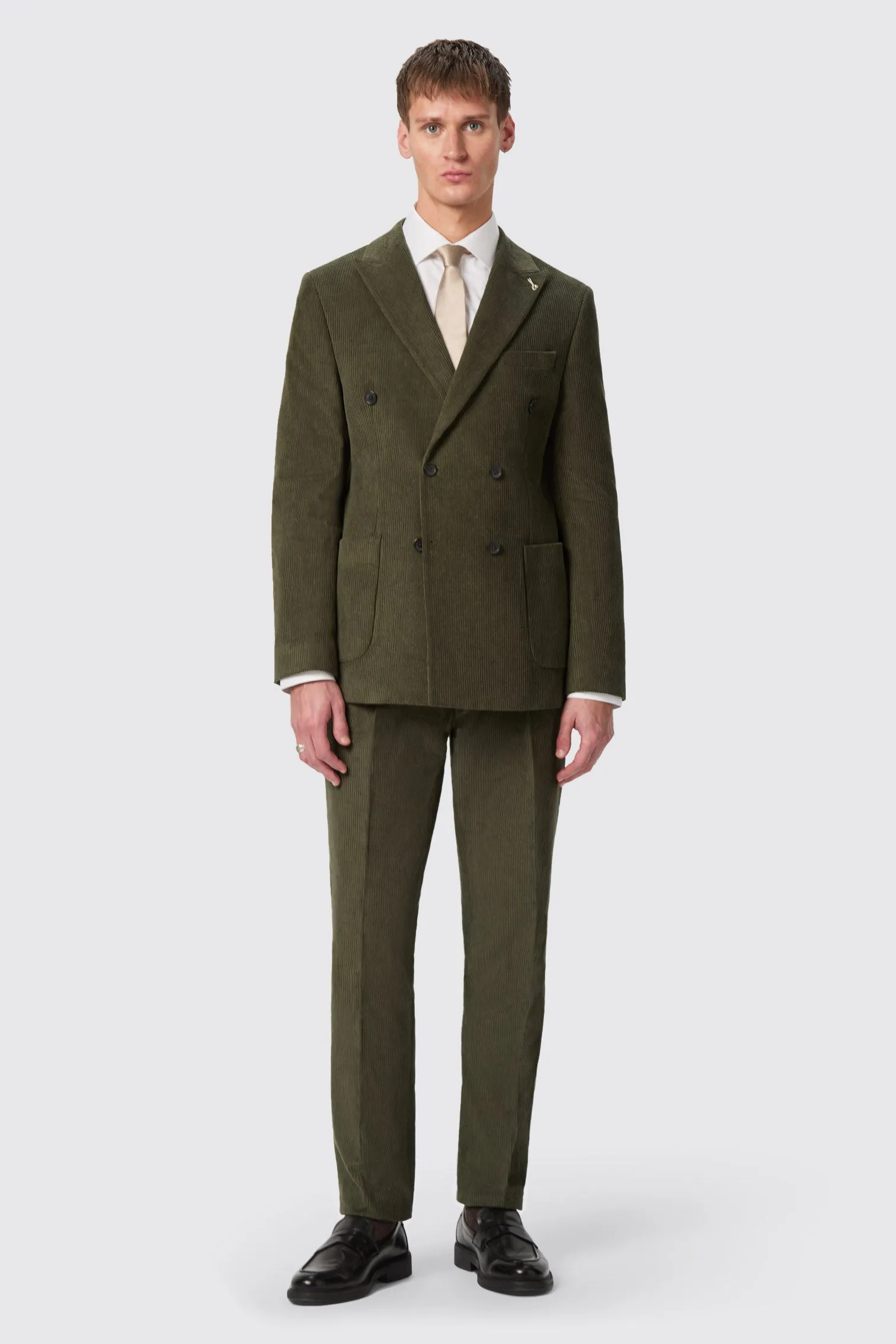 Brisbane Slim Fit Green Corduroy Trousers