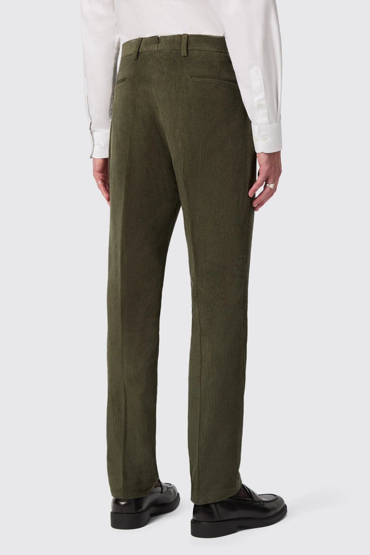 Brisbane Slim Fit Green Corduroy Trousers