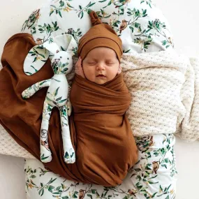 Bronze Organic Jersey Wrap & Beanie Set