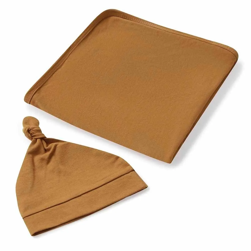 Bronze Organic Jersey Wrap & Beanie Set